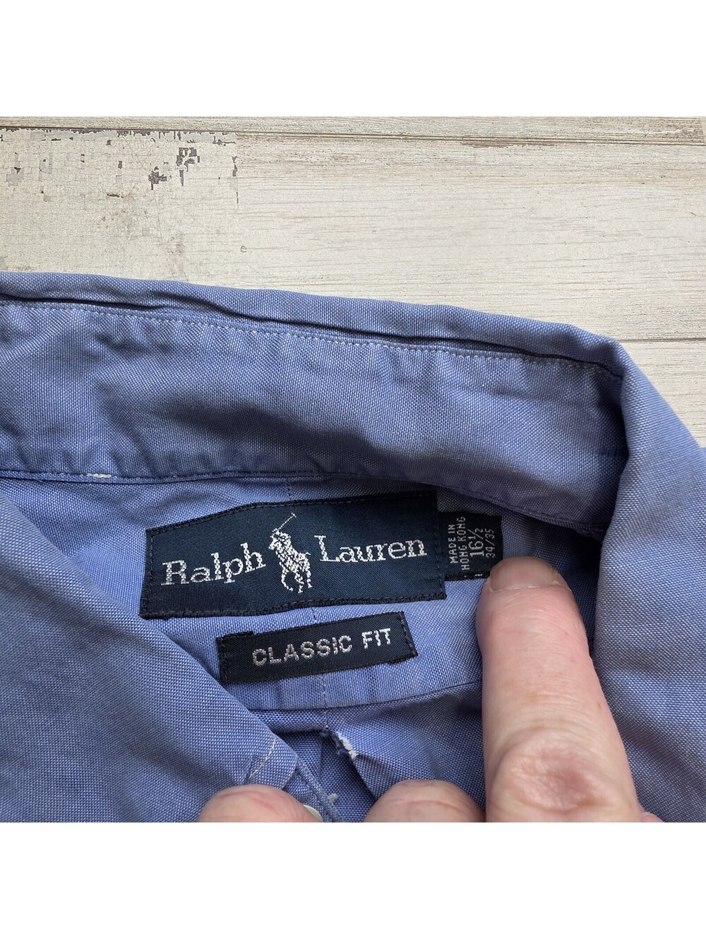 Polo Ralph Lauren 16 1/2 34-35 Classic Fit Solid Blue Button-Up Dress Shirt 2XL - Picture 3 of 5